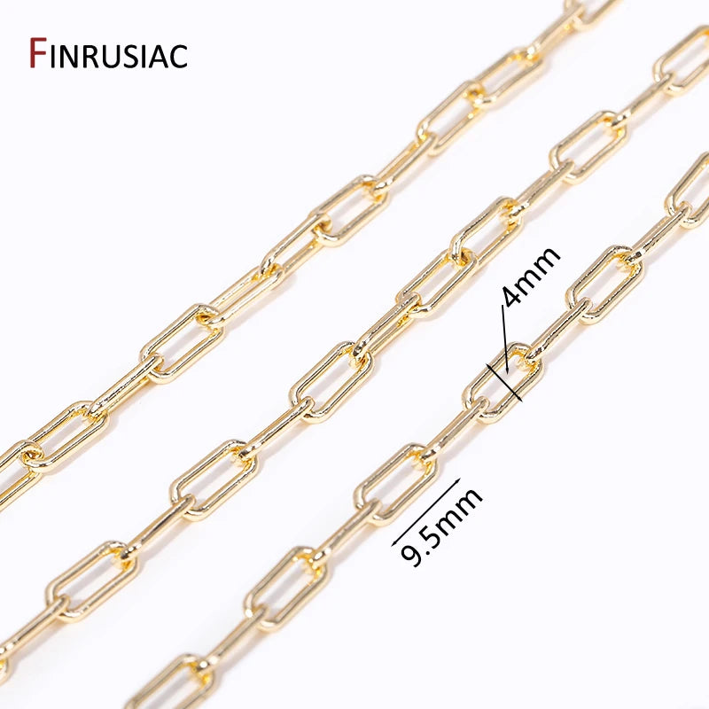 14K Plated Brass Cuban Chain 4mm*9.5mm for DIY Necklace