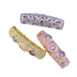 Copper Micro Pave Zircon CZ Spacers Curved Tube Beads DIY Jewelry