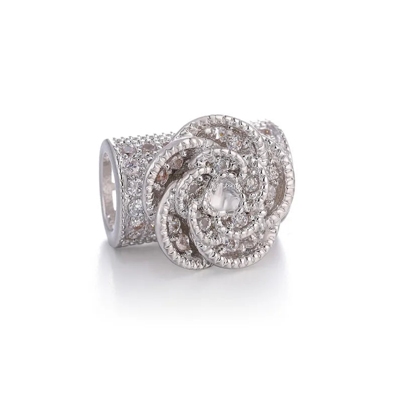 Copper Micro Pave Zircon CZ Spacers Curved Tube Beads DIY Jewelry