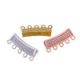 Copper Micro Pave Zircon CZ Spacers Curved Tube Beads DIY Jewelry