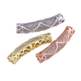 Copper Micro Pave Zircon CZ Spacers Curved Tube Beads DIY Jewelry