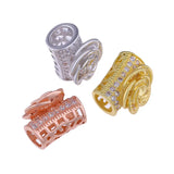 Copper Micro Pave Zircon CZ Spacers Curved Tube Beads DIY Jewelry