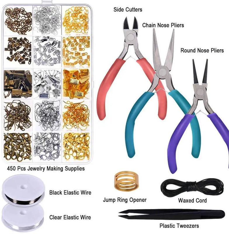 DIY Jewelry Making Supplies Kit with Ear Hook Lap & Lobster Clasp