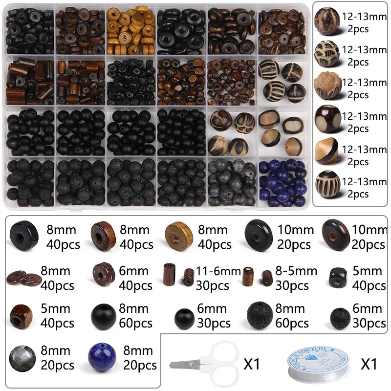 Wooden Bead Jewelry Making Kit Accessories Set for DIY Necklace Bracelets