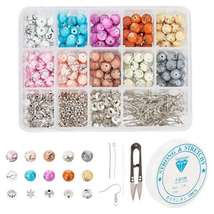 Glass Bead Jewelry Making Kit with Elastic Thread and Scissors
