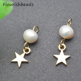 Nickel Plated Pearl Beads Star Charms Pendants