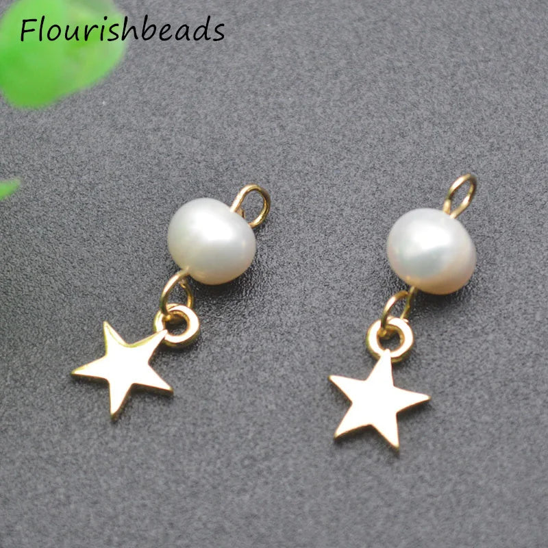 Nickel Plated Pearl Beads Star Charms Pendants