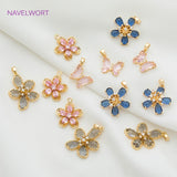 Zircon Crystal Butterfly/Flower Shape Charms Pendants
