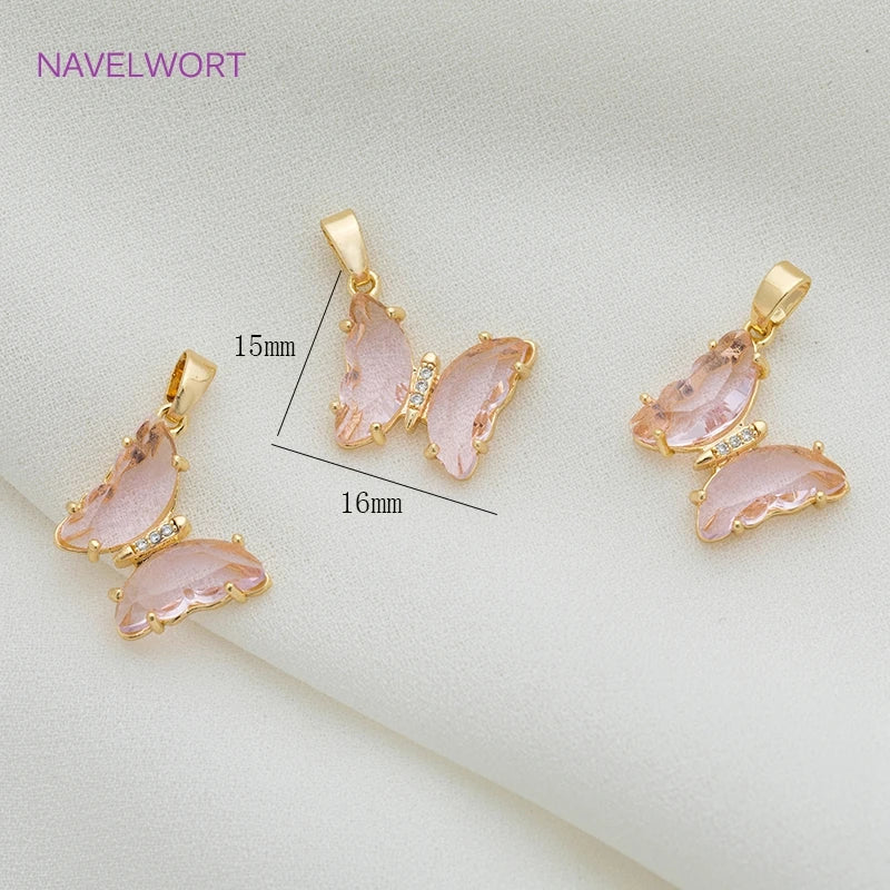 Zircon Crystal Butterfly/Flower Shape Charms Pendants