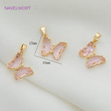 Zircon Crystal Butterfly/Flower Shape Charms Pendants