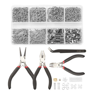 Jewelry Making Tool Kit Pliers Jump Rings Tweezers Scissors Eye Pins Findings