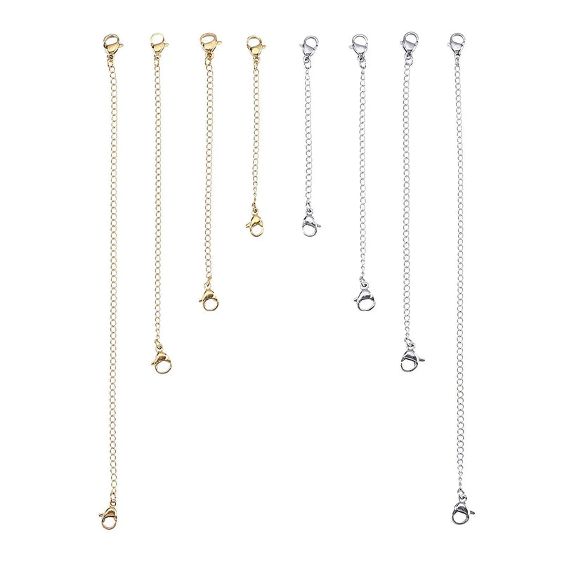 8Pcs Jewelry Extension Chain with Lobster Clasp Closure