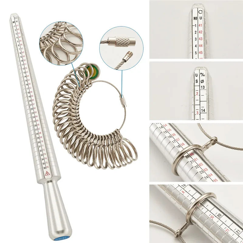 Jewelry Tool Set: Mandrel, Size Sticks, Finger Measure, Hammer, Cloth