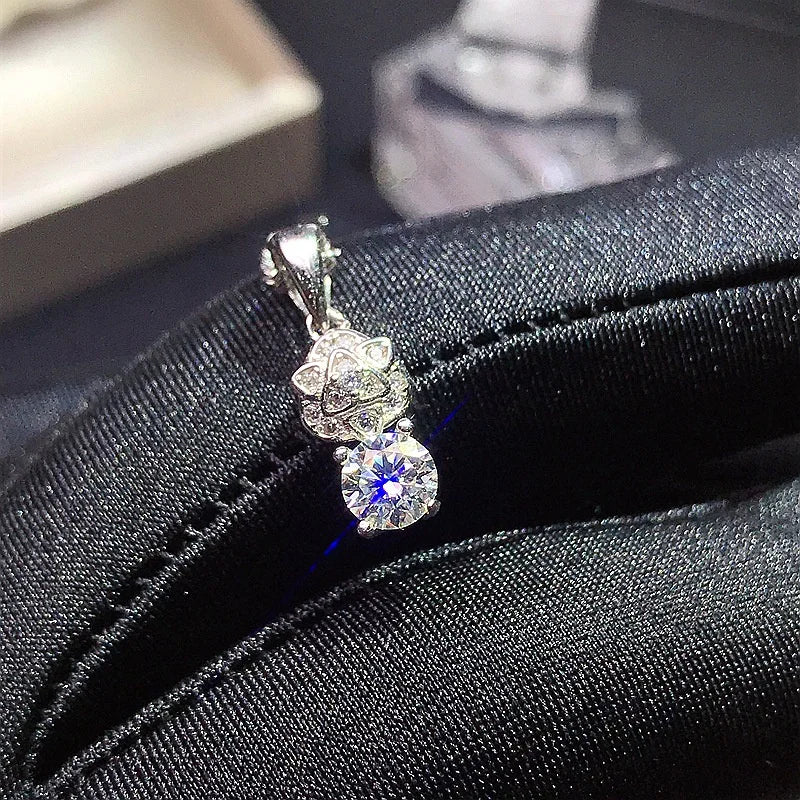 0.5ct D Moissanite Pendant 925 Silver Wedding Necklace
