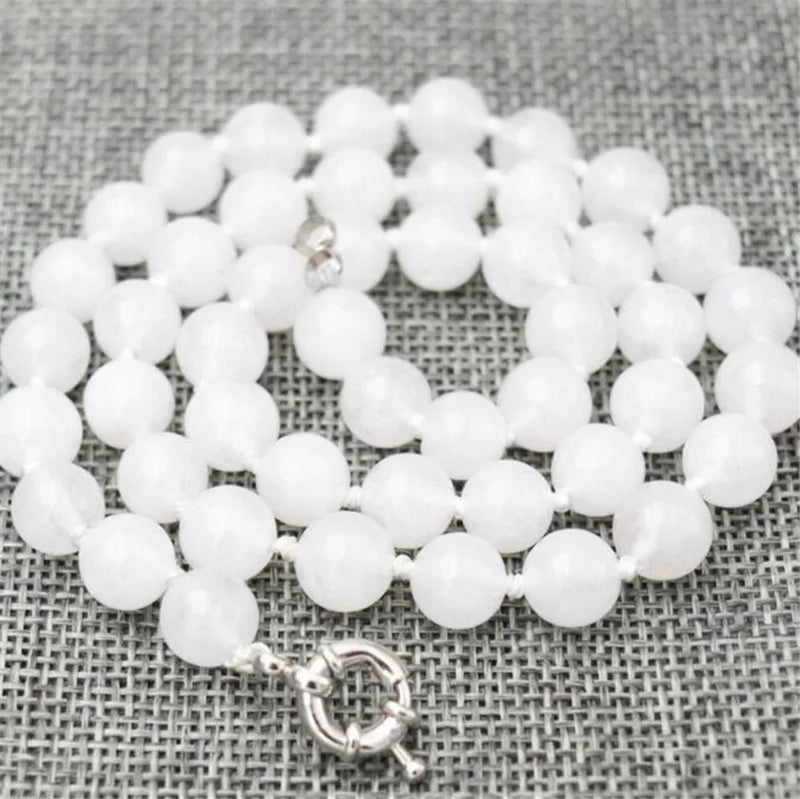 Natural Nephrite 10mm Round Beads Necklace 20