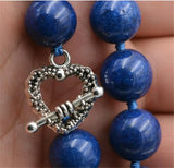 Lapis Lazuli Gemstone Necklace with Tibetan Silver Love Clasp
