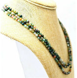 4MM Multicolor Agate Round Gemstone Necklace 3 Rows