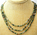 4MM Multicolor Agate Round Gemstone Necklace 3 Rows