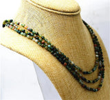 4MM Multicolor Agate Round Gemstone Necklace 3 Rows