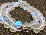 Rainbow Moonstone Round Gems Necklace 18''10mm