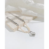 Natural Freshwater Pearl Stainless Steel Love Lock Head Bracelet