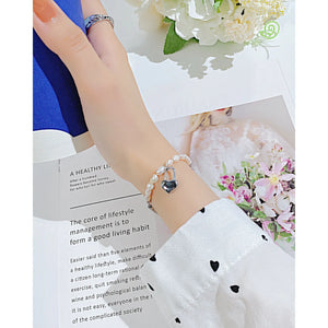 Natural Freshwater Pearl Stainless Steel Love Lock Head Bracelet