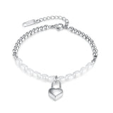 Natural Freshwater Pearl Stainless Steel Love Lock Head Bracelet