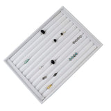 Velvet Jewelry Organizer 10-Slot Ring Holder Necklace Storage-White