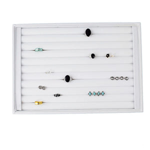 Velvet Jewelry Organizer 10-Slot Ring Holder Necklace Storage-White