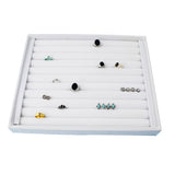 Velvet Jewelry Organizer 10-Slot Ring Holder Necklace Storage-White