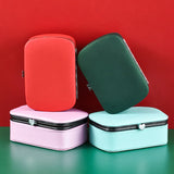 Mini PU Leather Jewelry Organizer Box Travel Case Rings Earrings Holder
