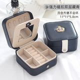 Travel Jewelry Organizer Box PU Leather 2-Layer Earrings Necklace Storage
