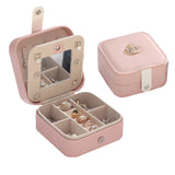 Travel Jewelry Organizer Box PU Leather 2-Layer Earrings Necklace Storage