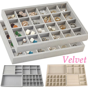 Velvet Jewelry Organizer Box Ring Bracelet Necklace Storage