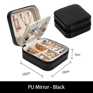 Travel Jewelry Organizer Box Candy PU Leather Storage Earring Holder Display