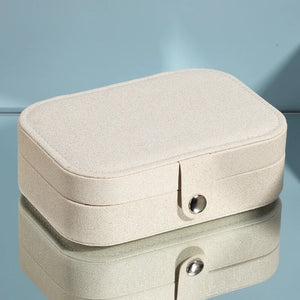 Portable Jewelry Box Button Leather Storage Earring Holder