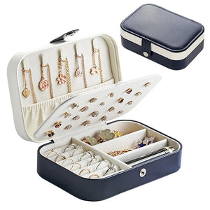 Portable Jewelry Box Button Leather Storage Earring Holder