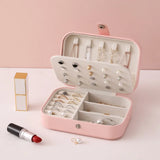 Portable Jewelry Box Button Leather Storage Earring Holder