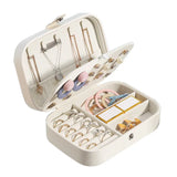 Portable Jewelry Box Button Leather Storage Earring Holder
