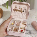 Portable Jewelry Box Leather Storage Organizer Earring Holder