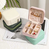 Portable Jewelry Box Leather Storage Organizer Earring Holder