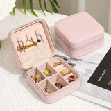 Portable Jewelry Box Leather Storage Organizer Earring Holder