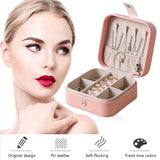 Travel Jewelry Case Organizer Zipper Leather Storage Box