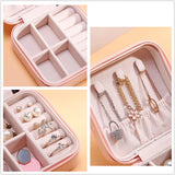 Portable Travel Jewelry Organizer Case Zipper Leather Storage