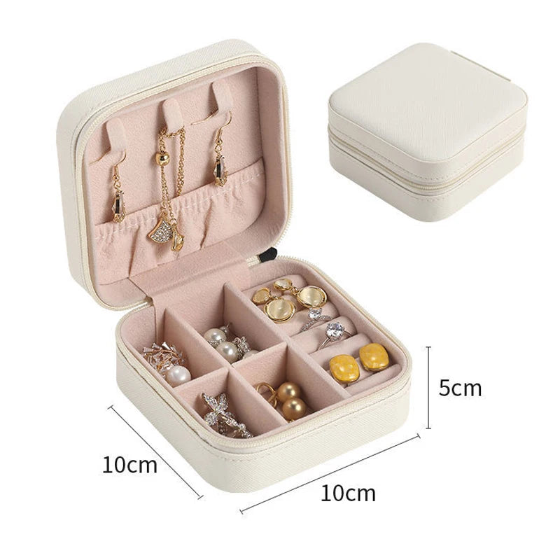 Portable Jewelry Box Zipper Leather Storage Joyeros Organizador De Joyas