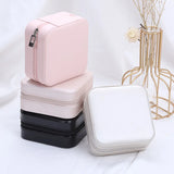 Travel Jewelry Case Zipper Leather Storage Box