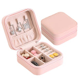 Travel Jewelry Case Zipper Leather Storage Box