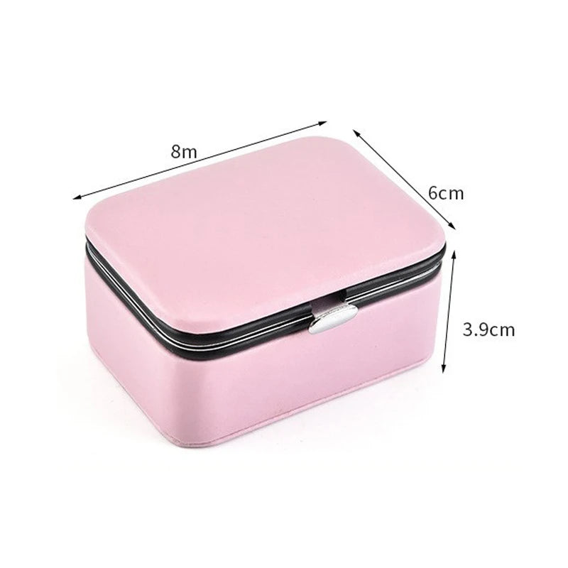 Portable Locket Necklace Jewelry Box Leather Storage