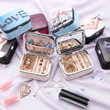 Portable Locket Necklace Jewelry Box Leather Storage