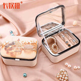 Portable Locket Necklace Jewelry Box Leather Storage